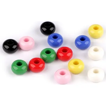 Korálek Plastové korálky s velkým průvlekem Ø15 mm dekorační, Balení 10 ks, Varianta 4 červená