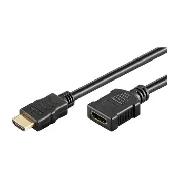 Video kabel Prodlužovací video kabel HDMI samec - HDMI samice, HDMI 2.0 - Premium High Speed, 5m, pozlacené konektory, černý