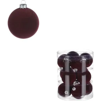 Vánoční dekorace Kulaté sametové ozdoby - pr. 5 cm, bordó, cena za balení (12 ks)