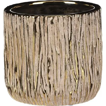 Obal na květináč Obal keramický - kulatý tvar, velký, barva zlatá