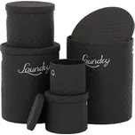 Koš prádelní - látka, kulatý, černý, cena za sadu 5 ks