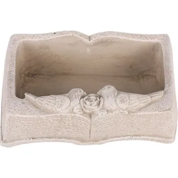 Stojan na květiny Obal na květiny pietní - betonový, tvar knihy, šedý