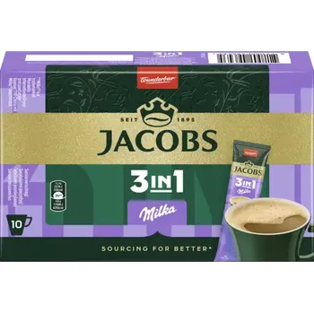 Nápoj Jacobs instantní káva 3v1 s příchutí Milka 10ks 124 g