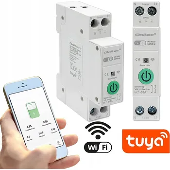 IP kamera Qoltec WI-FI relé TUYA SMART LIFE 63A na DIN lištu s měřením spotřeby