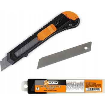 Pracovní nůž Nůž na tapety plastový 18 mm + Náhradní čepele do nože 18 mm 0,5 mm (10 Ks) Polax