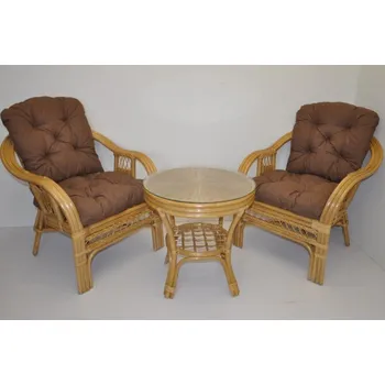 Zahradní sestava Ratanový set RIO DE JANEIRO 2+1 medový polstry hnědý melír