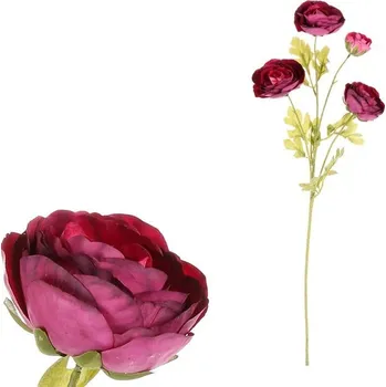 umělá květina Ranunculus - umělý řezaný, 4 květy, barva fialová