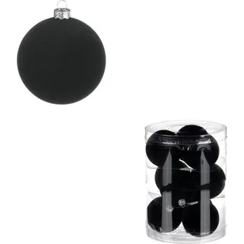 Vánoční dekorace Kulaté sametové ozdoby - pr. 6 cm, černé, cena za balení (9 ks)