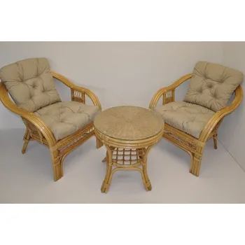 Zahradní sestava Ratanová sedací souprava Rio De Janeiro 2+1 medová polstry tmavě béžový melír