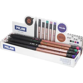 Grafitová tužka Tužka z černého dřeva s pryží MILAN