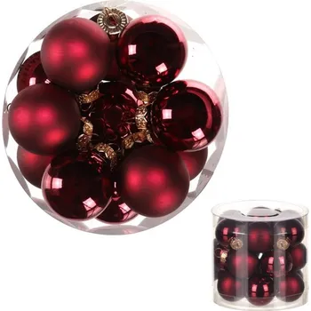 Vánoční dekorace Kulaté skleněné ozdoby - pr. 3 cm, tm. červené, cena za 1 balení (18 ks)
