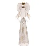 Anděl kovový s rolničkami - na postavení, vel. XL, bílý