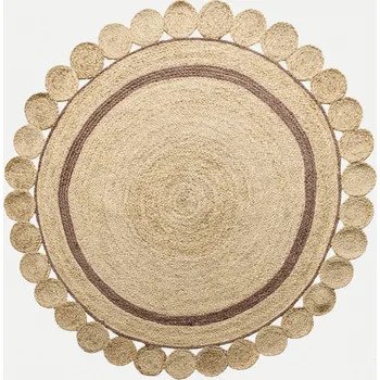 Koberec Ručně vázaný kusový koberec Ora J-28 Natural kruh, 80x80 (průměr) kruh, béžová, chodba / předsíň, Diamond Carpets India - 1 rok na vrácení + DOPRAVA ZDARMA k Vám i zpět