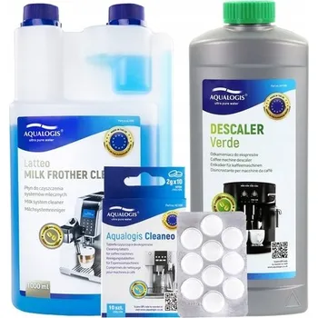 Příprava kávy Čisticí sada pro kávovary, tekutý čistič mléčných cest Latteo 1L, odvápňovač Verde 1L, čisticí tablety Cleaneo