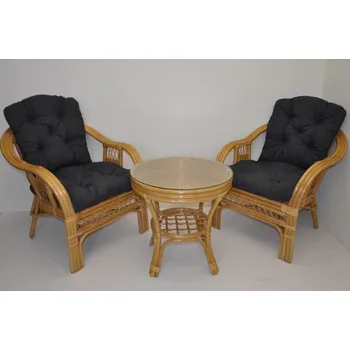 Zahradní sestava Ratanový set RIO DE JANEIRO 2+1 medový polstry tmavě šedý melír