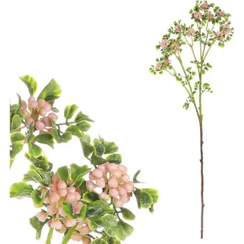 umělá květina Jeřabiny - umělá větev, světle růžové bobule