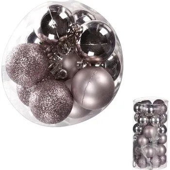 Vánoční dekorace Ozdoby plastové - růžový mix, pr. 3 cm, cena za balení (30 ks)