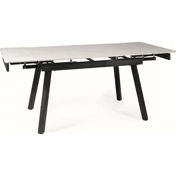 Jídelní stůl Jídelní stůl JOHN – keramická deska / bílá / černé kovové nohy / 120–180 cm