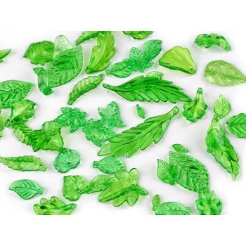 Korálek Plastové korálky lístečky mix tvarů i velikostí Varianta: 2 zelená, Balení: 20 g