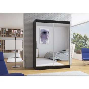 Šatní skříň ADRK Šatní zrcadlová skříň posuvná FLOREST B 150, černá