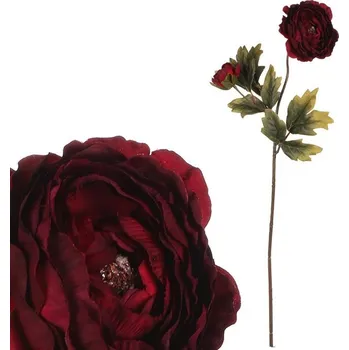 umělá květina Ranunculus - umělý řezaný, 2 květy, červený
