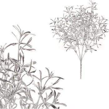 umělá květina Jmelí s drobnými lístky - umělá větev, barva stříbrná