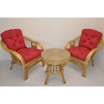 Zahradní sestava Ratanový set RIO DE JANEIRO 2+1 medová polstry vínový melír