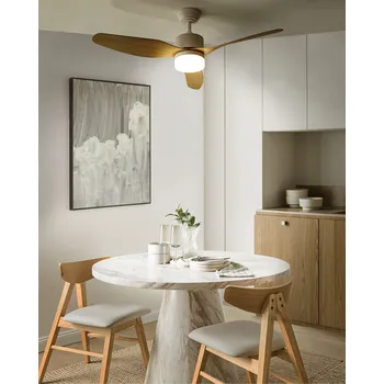 Stropní ventilátor Stropní ventilátor s osvětlením světle hnědý kov nastavitelná rychlost otáčení časovač barvy světla s dálkovým ovládáním skandinávský styl Beliani