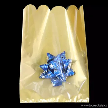 Sáček metalický čirý/zlatý 20 x 32 cm PP - Sáček metalický čirý/