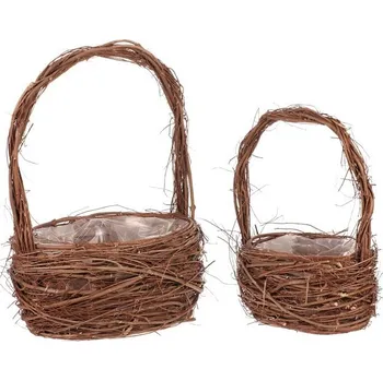 Nákupní košík Obal proutěný - kulatý košík, přírodní, cena za sadu 2 ks