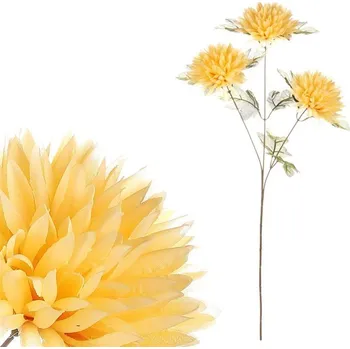 umělá květina Chryzantéma - umělá řezaná, 3 květy, žlutá