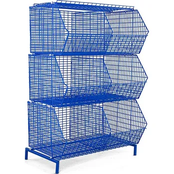 Skladový kontejner FEROPLAST spol. s.r.o Průmyslový úložný koš KS3, kompletní set 3 košů na pevných nohách