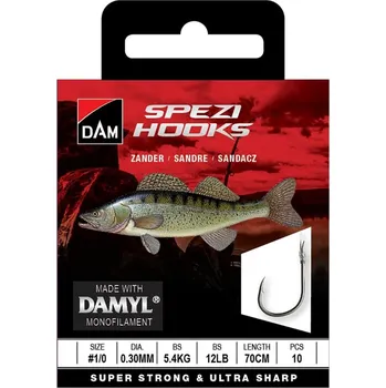 Rybářský háček 10ks - Hotový návazec DAM Spezi Zander 70cm Velikost 6 0,18mm 2,0kg