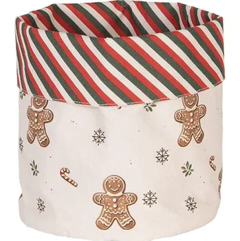 chlebník Béžový bavlněný košík na pečivo s perníčky Gingerbread Magic - Ø 15*16 cm