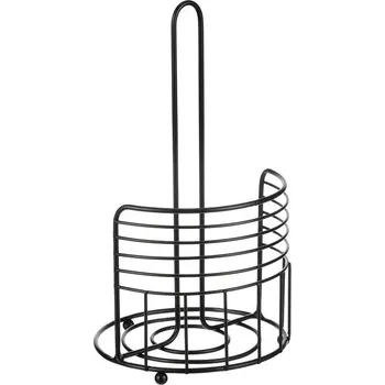 Zásobník na papírové ručníky Stojan na papírové utěrky - kulatý, kov, černý