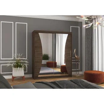 Šatní skříň ADRK Šatní zrcadlová skříň posuvná CHARLOTTE CH 180, choco