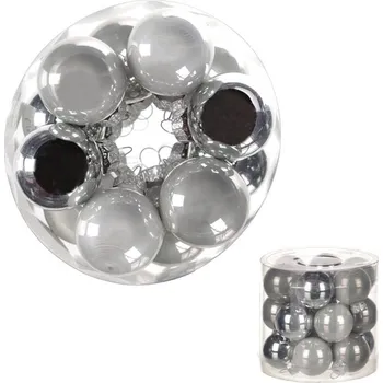 Vánoční dekorace Ozdoby skleněné - pr. 3 cm, šedý mix, cena za balení (18 ks)