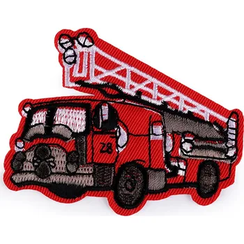 autíčko Nažehlovačka traktor, jeřáb, auto, bagr, hasiči Varianta: 1 červená hasiči, Balení: 10 ks