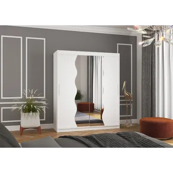 Šatní skříň ADRK Šatní zrcadlová skříň posuvná KANSAS W 180, bílá