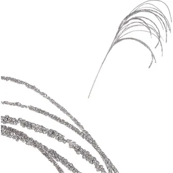 umělá květina Větev - umělá převislá, se třpytkami, stříbrná