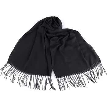 Letní šátek / šála s třásněmi jednobarevný 70x175 cm Varianta: 12 černá, Balení: 1 ks