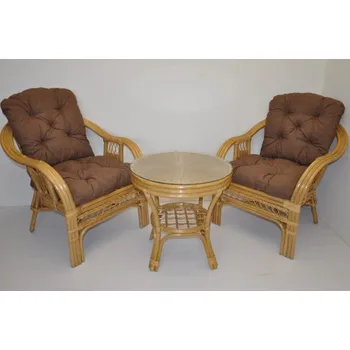 Zahradní sestava Ratanová sedací souprava Rio De Janeiro 2+1 medová polstry hnědý melír