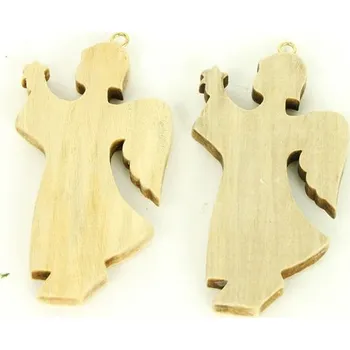 Vánoční ozdoba Anděl - dřevěná ozdoba, přírodní, cena za balení (2 ks)