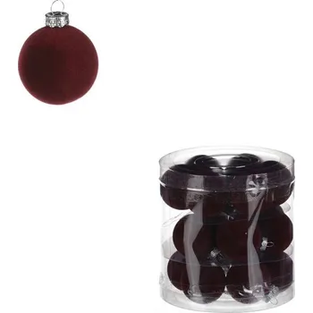 Vánoční ozdoba Kulaté sametové ozdoby - pr. 4 cm, barva bordó, cena za balení (18 ks)