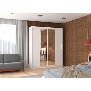 Šatní skříň ADRK Šatní zrcadlová skříň posuvná DALLAS W 180, bílá