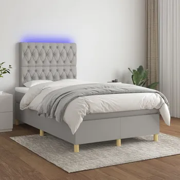 Postel vidaXL Box spring postel s matrací a LED 120 x 200 cm textil [3135662] Barva: světle šedá