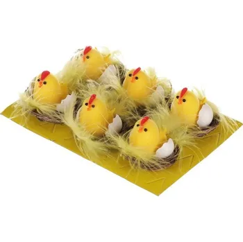 umělá květina Kuře v hnízdě - velikonoční přízdoba, cena za balení (6 ks)