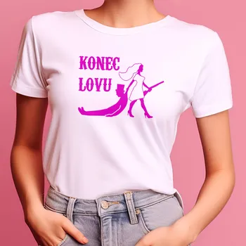 Pánské tričko Konec Lovu (Nevěsta) - Dámské Tričko na rozlučku Barva: 30 - Růžová, Velikost: L