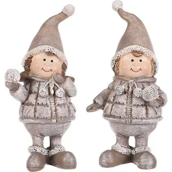 Vánoční ozdoba Děti - figurky z polyresinu, hnědá čepice, mix 2, cena za 1 ks