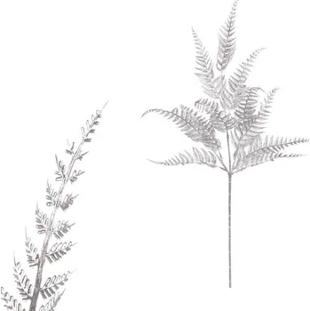 umělá květina Kapradí - umělá větev, stříbrná matná